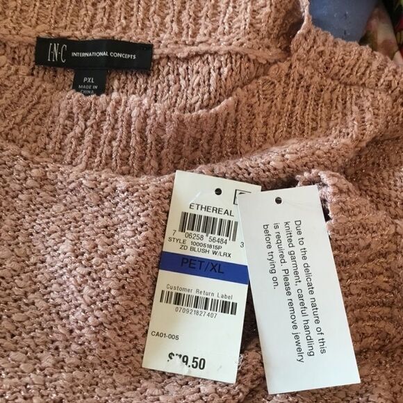 NWT. INC Internat’l brand Blush & Gold Sweater XLP - Picture 8 of 11